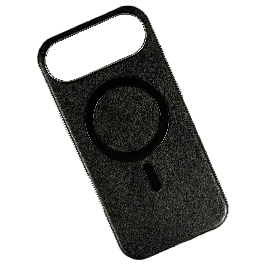 Чохол (накладка) Apple iPhone 17 Air, Leather Magnetic Metal Frame, MagSafe, Чорний - № 1 Чохол (накладка) Apple iPhone 17 Air, Leather Magnetic Metal Frame, MagSafe, Чорний - № 1