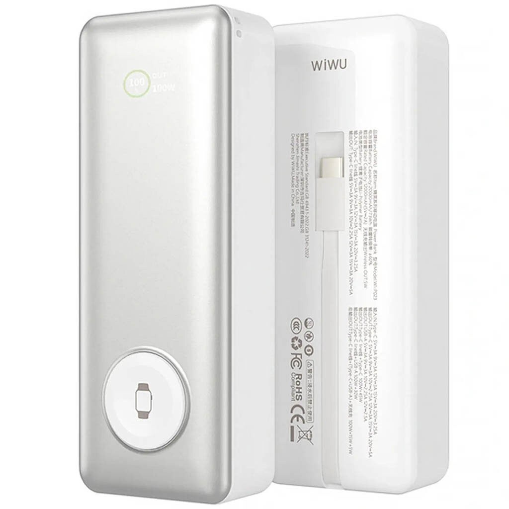 Портативная батарея (Power Bank) WiWU Wi-P023 Elite, 20000 mAh, Серебряный - № 5 Портативная батарея (Power Bank) WiWU Wi-P023 Elite, 20000 mAh, Серебряный - № 5
