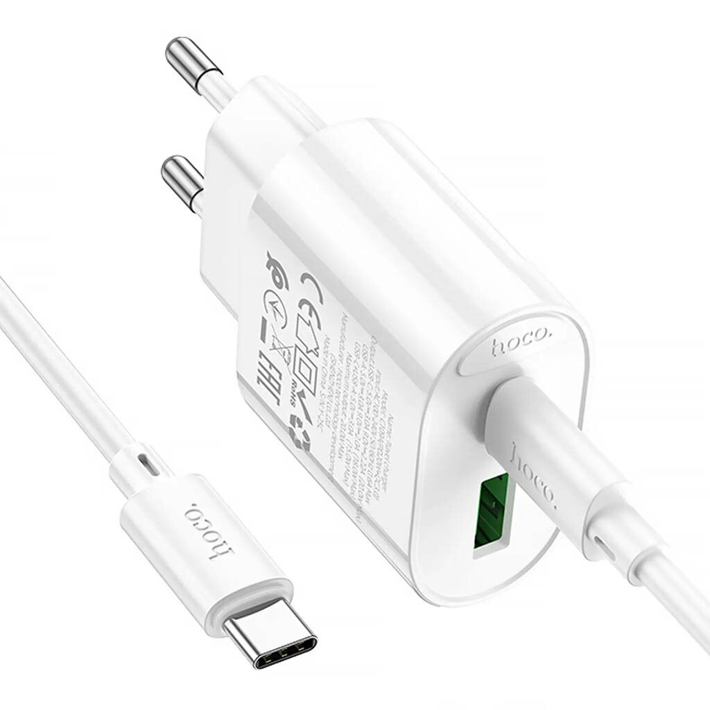 СЗУ Hoco C109A Fighter, Type-C, З кабелем, Білий - № 2 СЗУ Hoco C109A Fighter, Type-C, З кабелем, Білий - № 2
