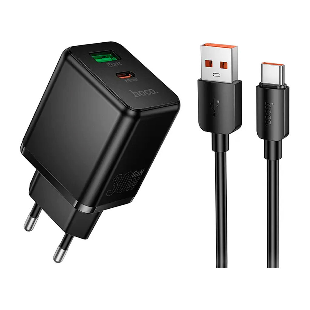 СЗУ Hoco C157A Smart, Type-C, З кабелем, Чорний - № 1 СЗУ Hoco C157A Smart, Type-C, З кабелем, Чорний - № 1