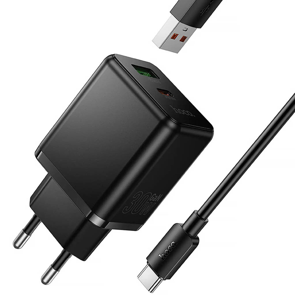 СЗУ Hoco C157A Smart, Type-C, З кабелем, Чорний - № 3 СЗУ Hoco C157A Smart, Type-C, З кабелем, Чорний - № 3