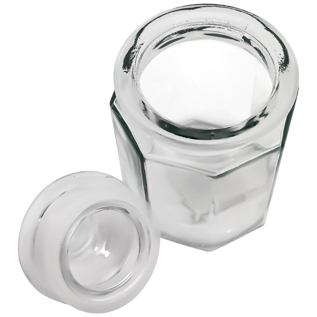 Емкость для сыпучих стеклянная ребристая с крышкой, 260 мл - № 2 Емкость для сыпучих стеклянная ребристая с крышкой, 260 мл - № 2