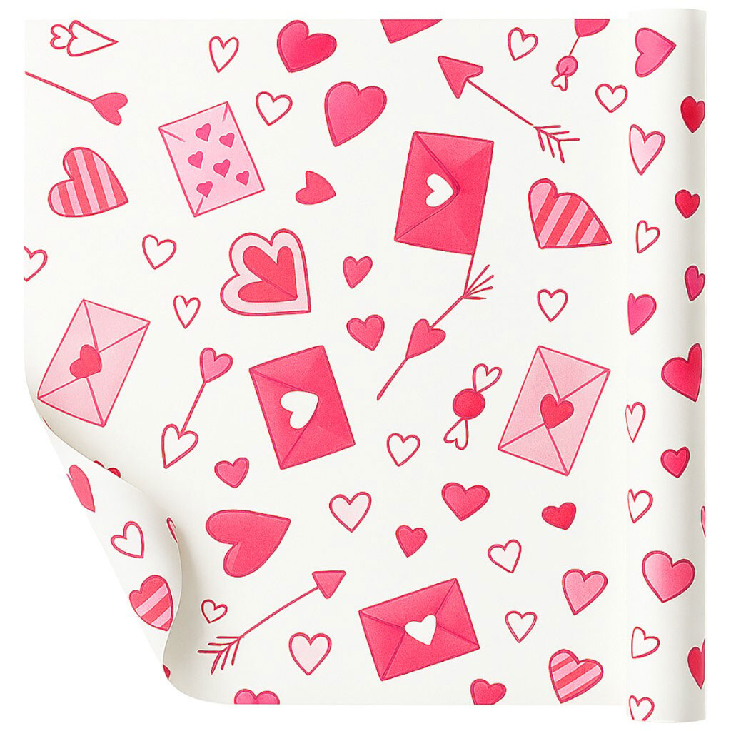 Набор бумаги упаковочной для подарка Love, микс, 70х100 см, 2 шт. - № 2 Набор бумаги упаковочной для подарка Love, микс, 70х100 см, 2 шт. - № 2