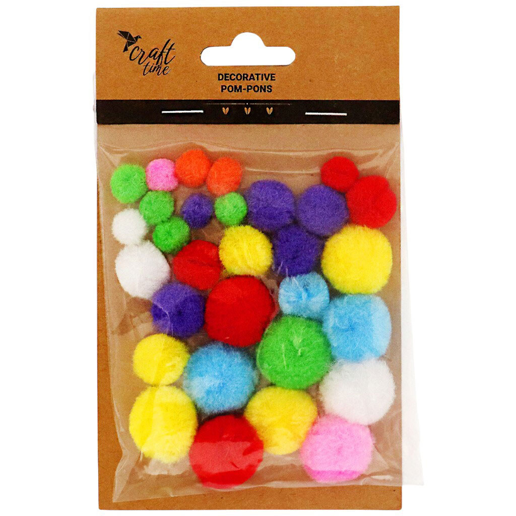 Набор помпонов для декорирования Craft time, микс, Craft Time - № 2 Набор помпонов для декорирования Craft time, микс, Craft Time - № 2