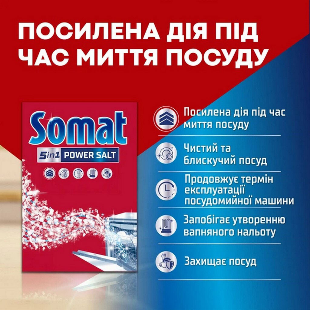 Соль для посудомоечных машин Somat Защита от накипи, 1,5 кг - № 2 Соль для посудомоечных машин Somat Защита от накипи, 1,5 кг - № 2