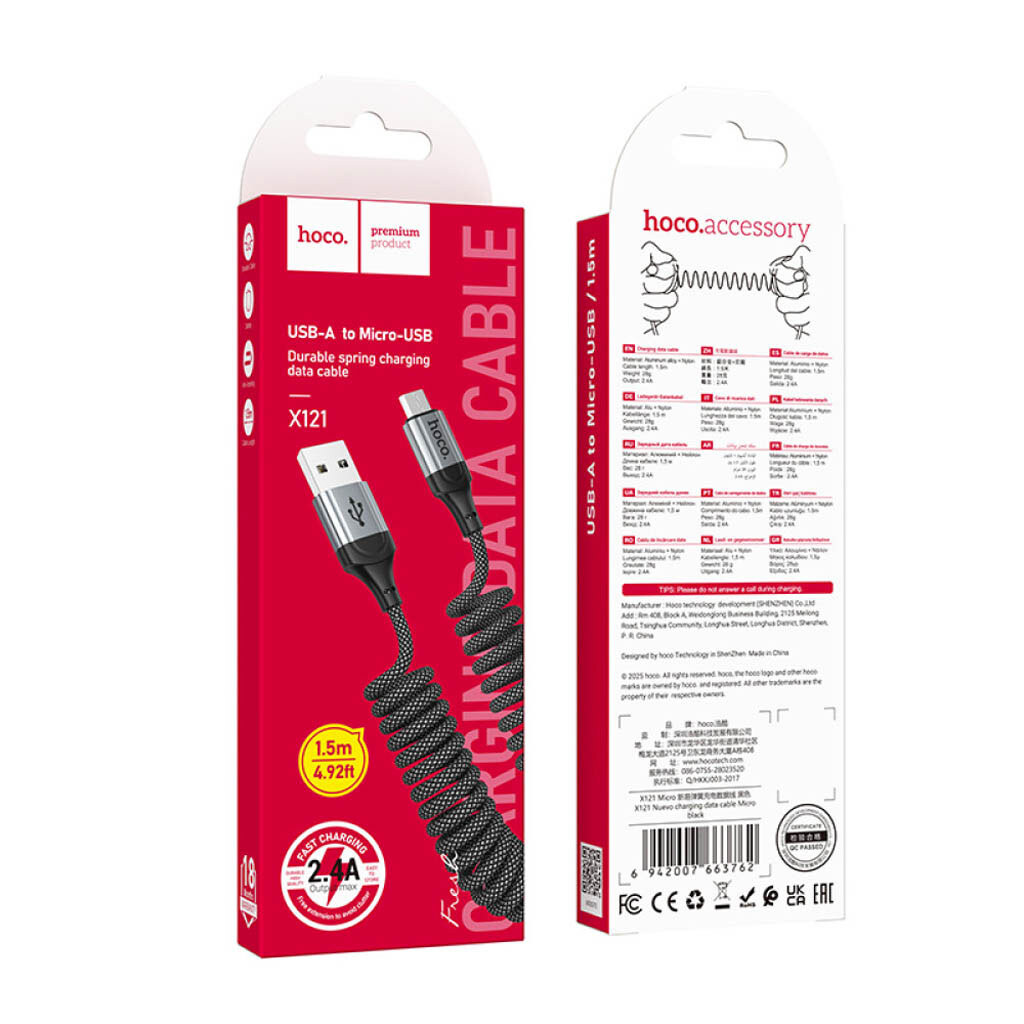 USB кабель Hoco X121 Nuevo, MicroUSB, 1.5 м., Черный - № 9 USB кабель Hoco X121 Nuevo, MicroUSB, 1.5 м., Черный - № 9