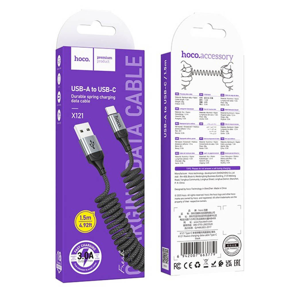 USB кабель Hoco X121 Nuevo, Type-C, 1.5 м., Черный - № 9 USB кабель Hoco X121 Nuevo, Type-C, 1.5 м., Черный - № 9