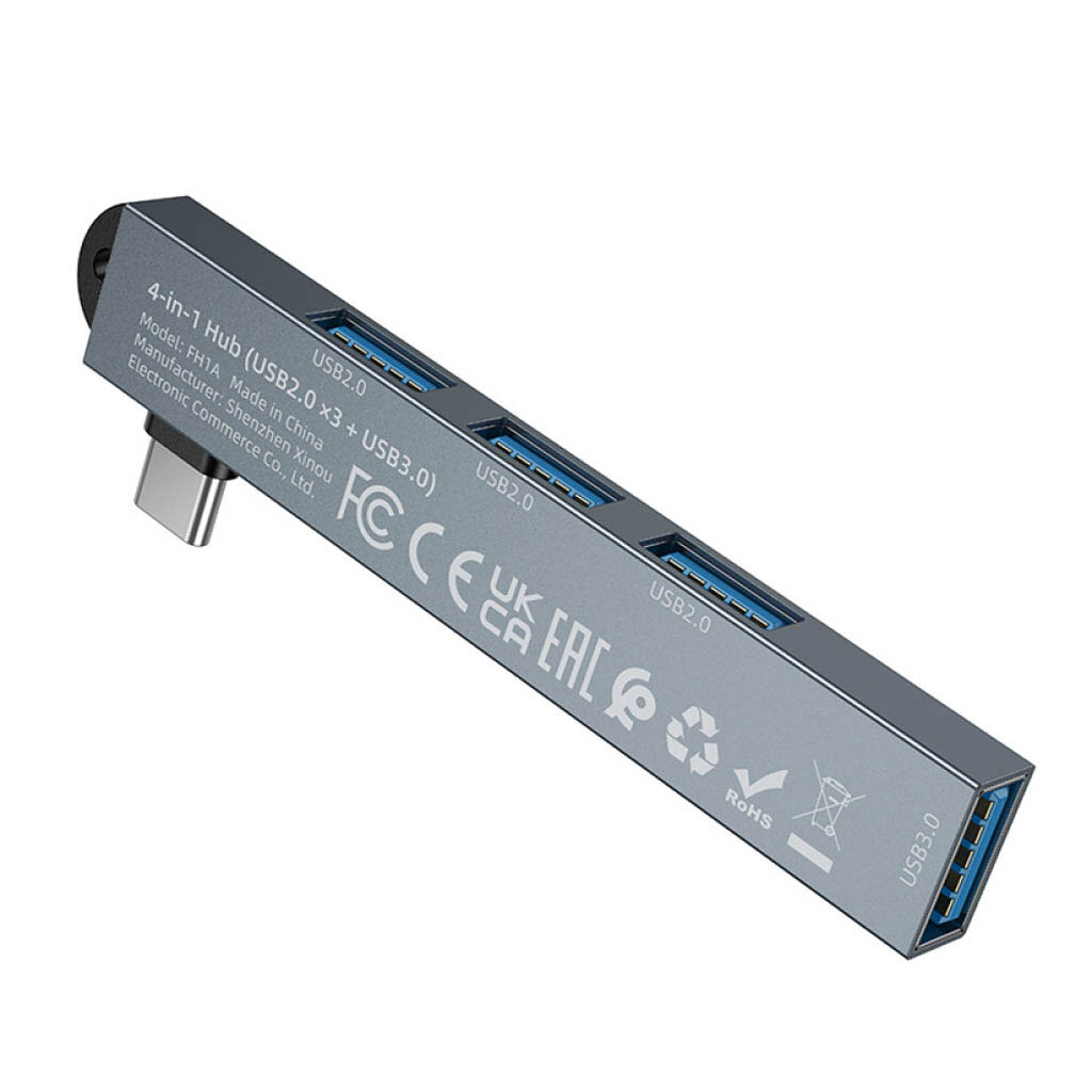 USB Hub Borofone FH1A, Type-C, Серый - № 5 USB Hub Borofone FH1A, Type-C, Серый - № 5