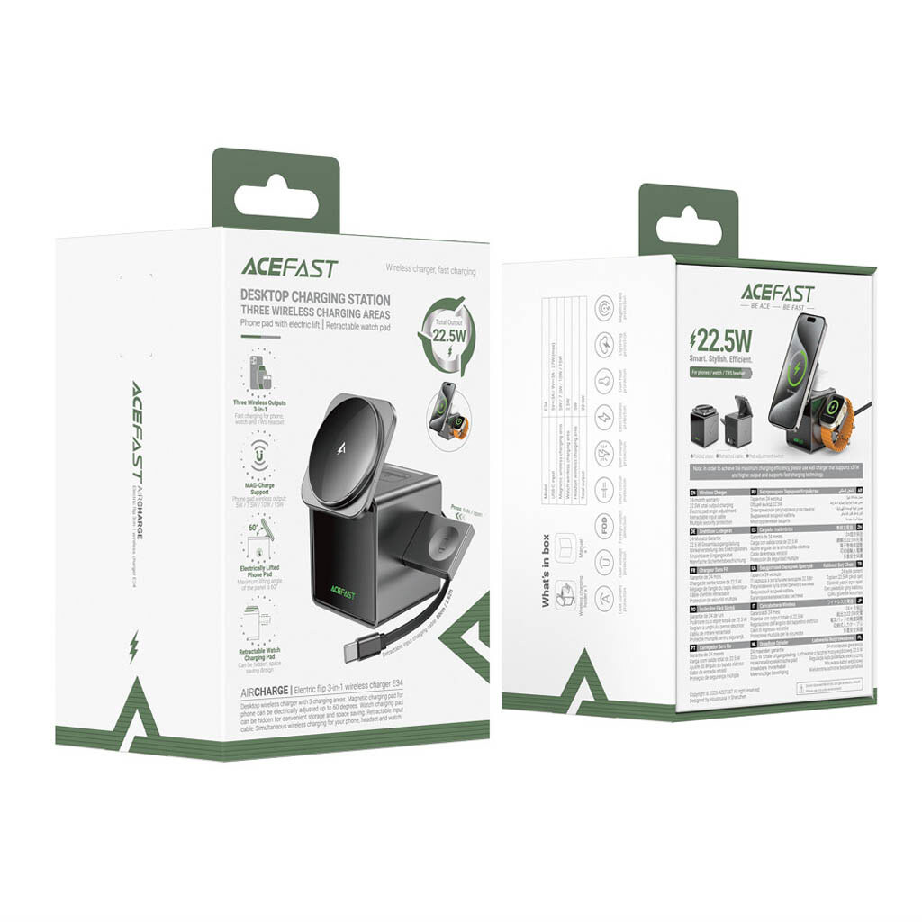 Бездротове ЗУ AceFast E34, Сірий - № 8 Бездротове ЗУ AceFast E34, Сірий - № 8