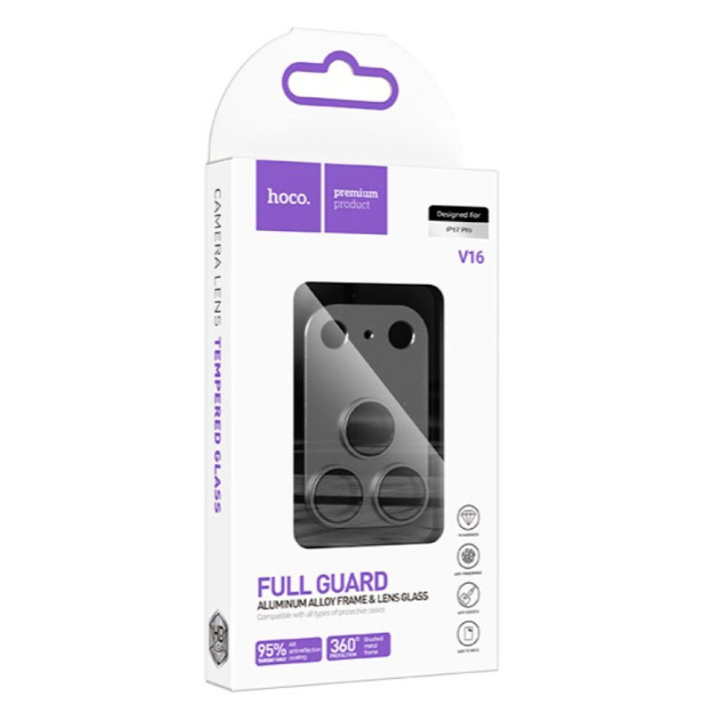 Защитное стекло камеры Apple iPhone 17 Pro, Hoco V16, Серый - № 1 Защитное стекло камеры Apple iPhone 17 Pro, Hoco V16, Серый - № 1