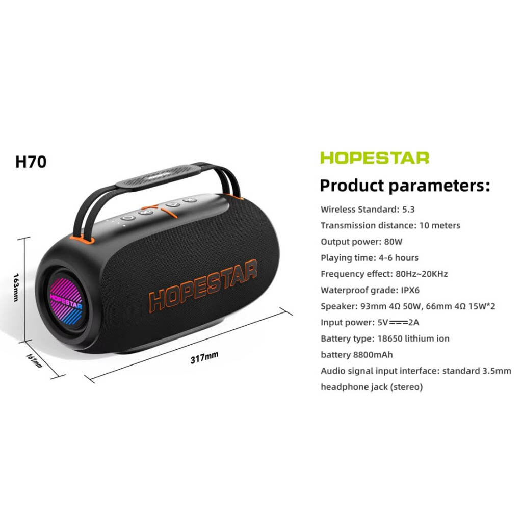 Портативная колонка Hopestar H70, Черный - № 7 Портативная колонка Hopestar H70, Черный - № 7