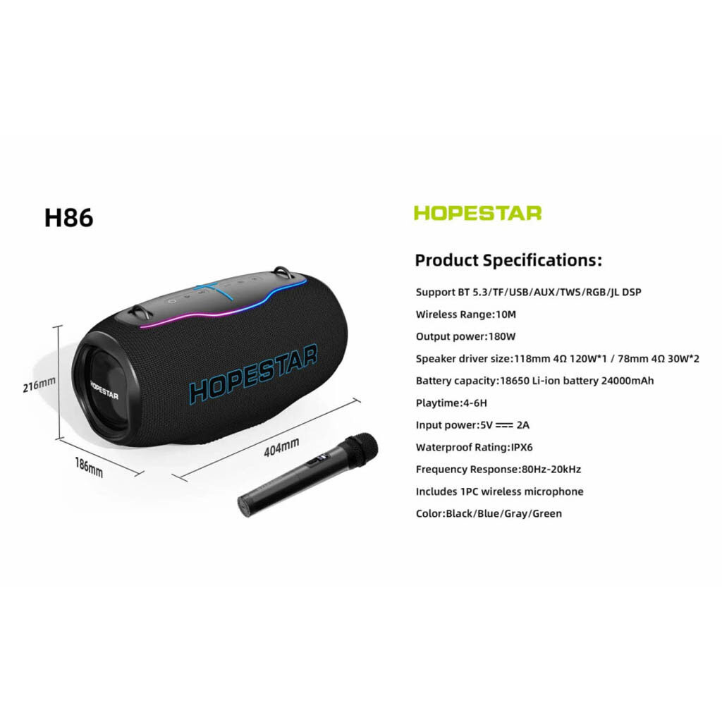 Портативная колонка Hopestar H86, Черный - № 2 Портативная колонка Hopestar H86, Черный - № 2