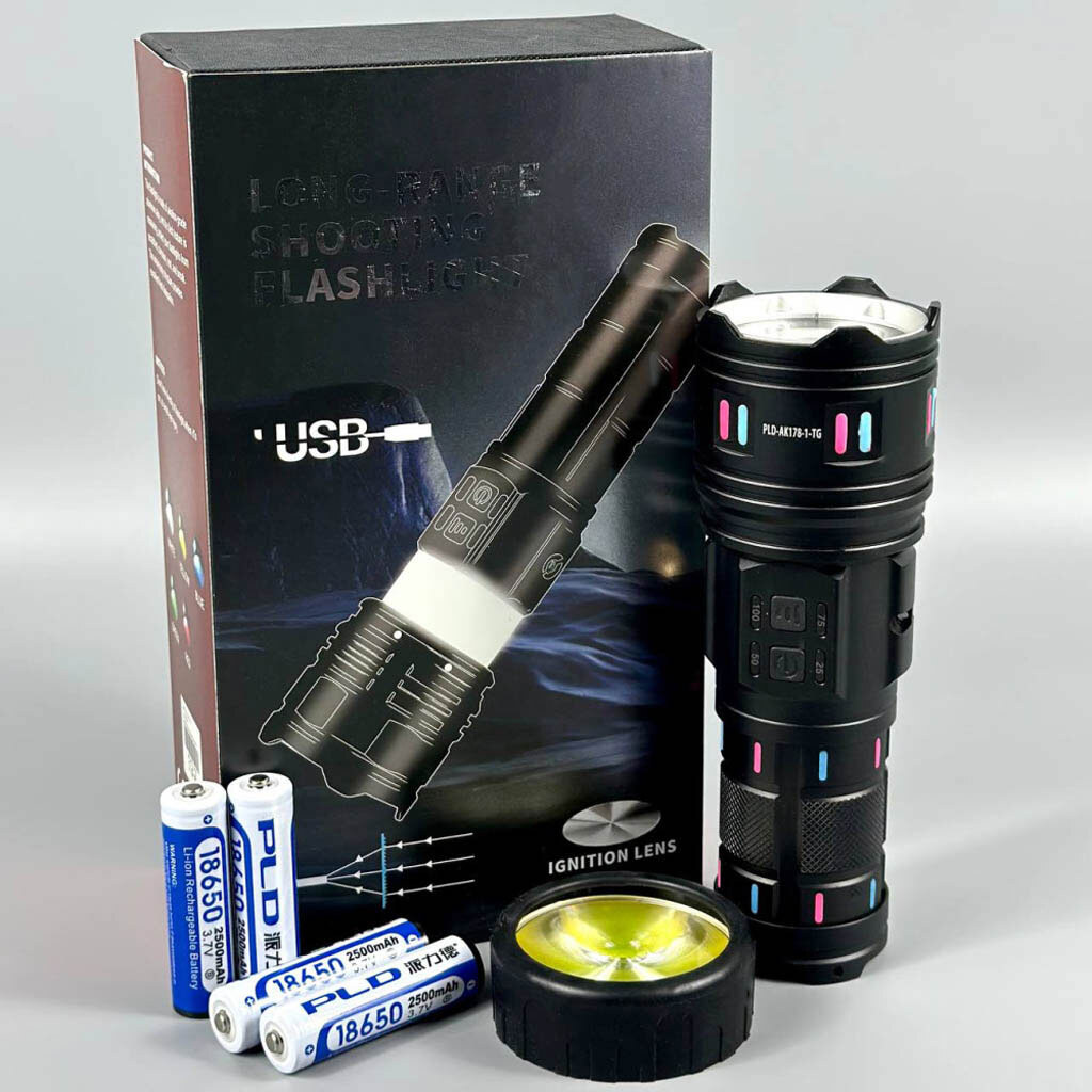 Фонарик AK178-1 PM60-TG+COB, Черный - № 8 Фонарик AK178-1 PM60-TG+COB, Черный - № 8