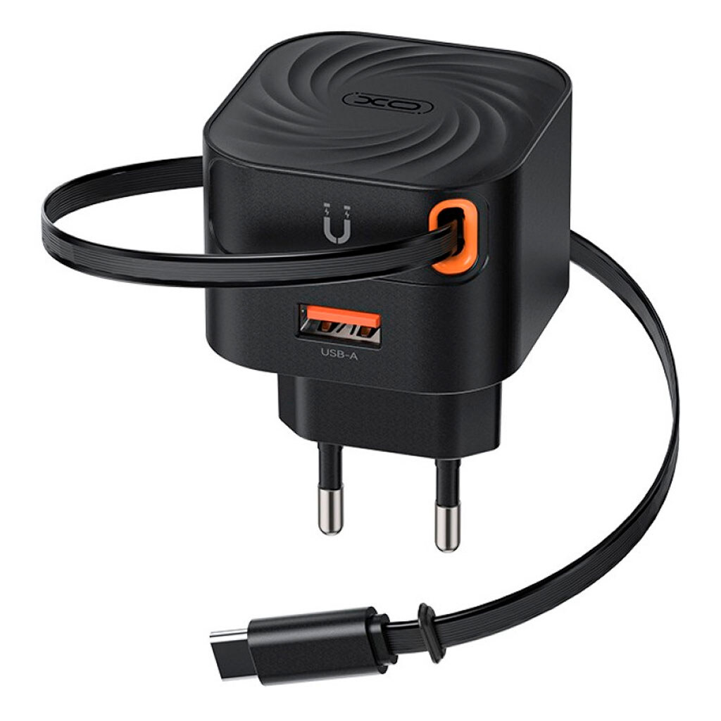 СЗУ XO L165 Telescopic, С кабелем, Type-C, Черный - № 1 СЗУ XO L165 Telescopic, С кабелем, Type-C, Черный - № 1