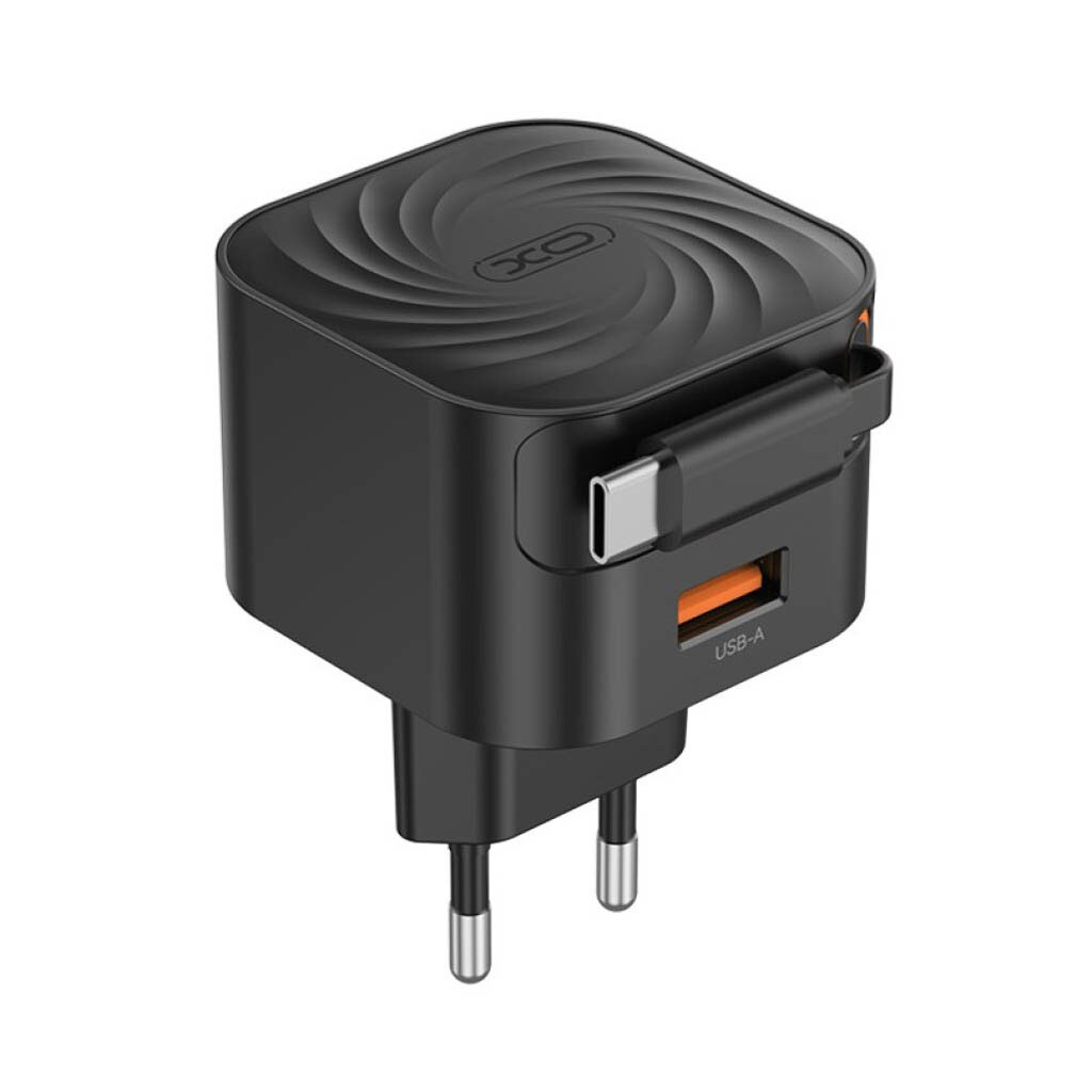 СЗУ XO L165 Telescopic, С кабелем, Type-C, Черный - № 2 СЗУ XO L165 Telescopic, С кабелем, Type-C, Черный - № 2