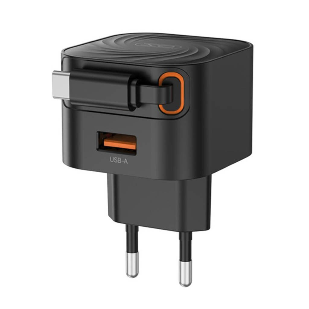 СЗУ XO L165 Telescopic, С кабелем, Type-C, Черный - № 3 СЗУ XO L165 Telescopic, С кабелем, Type-C, Черный - № 3