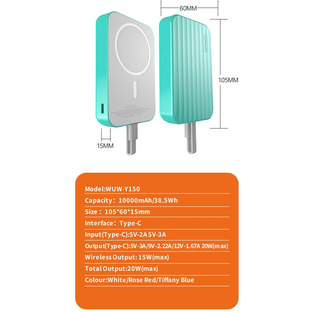 Портативная батарея (Power Bank) WUW Y150, 10000 mAh, Белый - № 7 Портативная батарея (Power Bank) WUW Y150, 10000 mAh, Белый - № 7