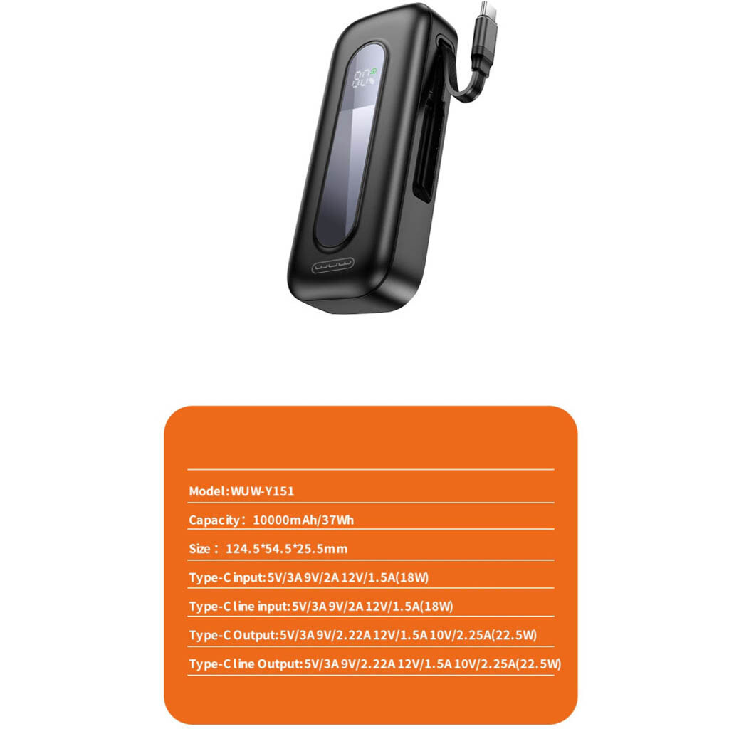 Портативная батарея (Power Bank) WUW Y151, 10000 mAh, Черный - № 8 Портативная батарея (Power Bank) WUW Y151, 10000 mAh, Черный - № 8