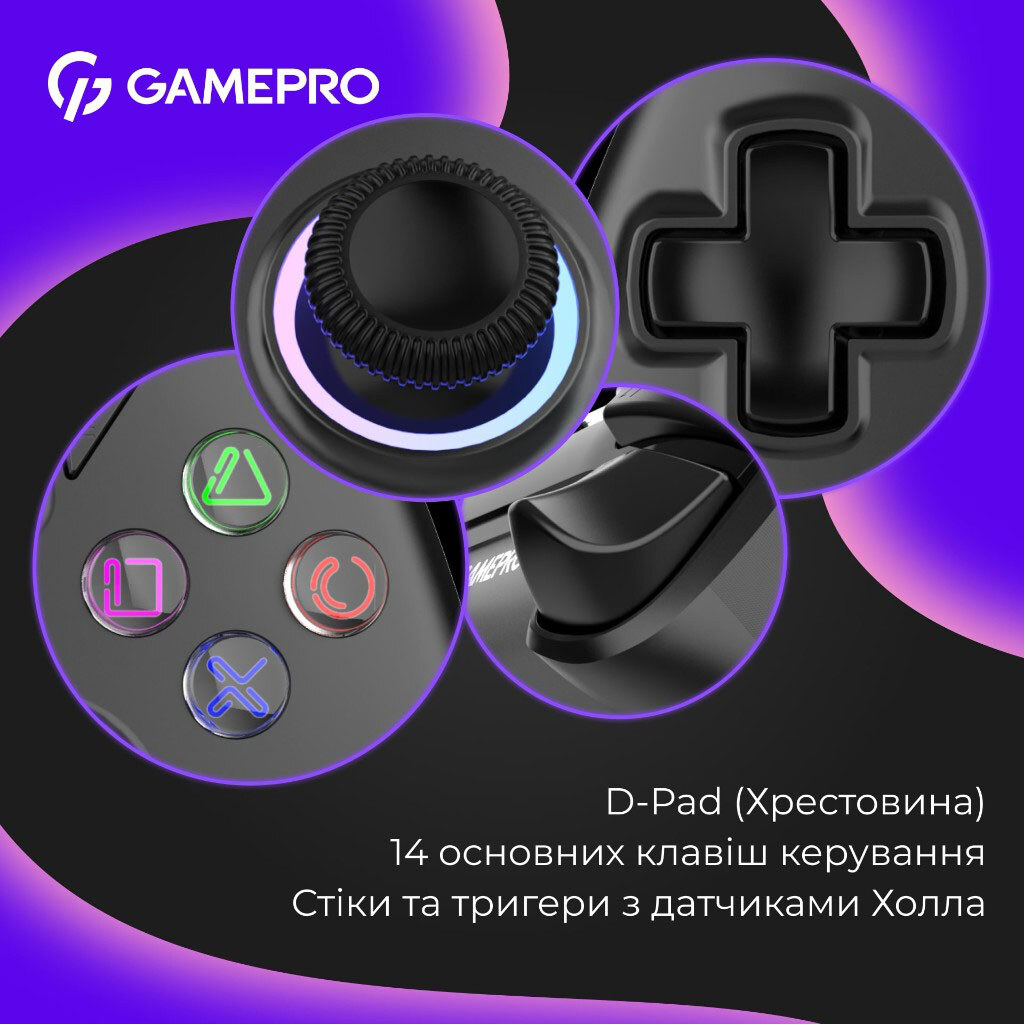 Геймпад GamePro із зарядною станцією GPS20BDOC, Чорний - № 9 Геймпад GamePro із зарядною станцією GPS20BDOC, Чорний - № 9