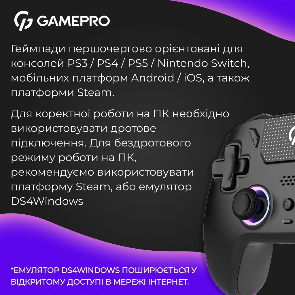 Геймпад GamePro із зарядною станцією GPS20BDOC, Чорний - № 11 Геймпад GamePro із зарядною станцією GPS20BDOC, Чорний - № 11