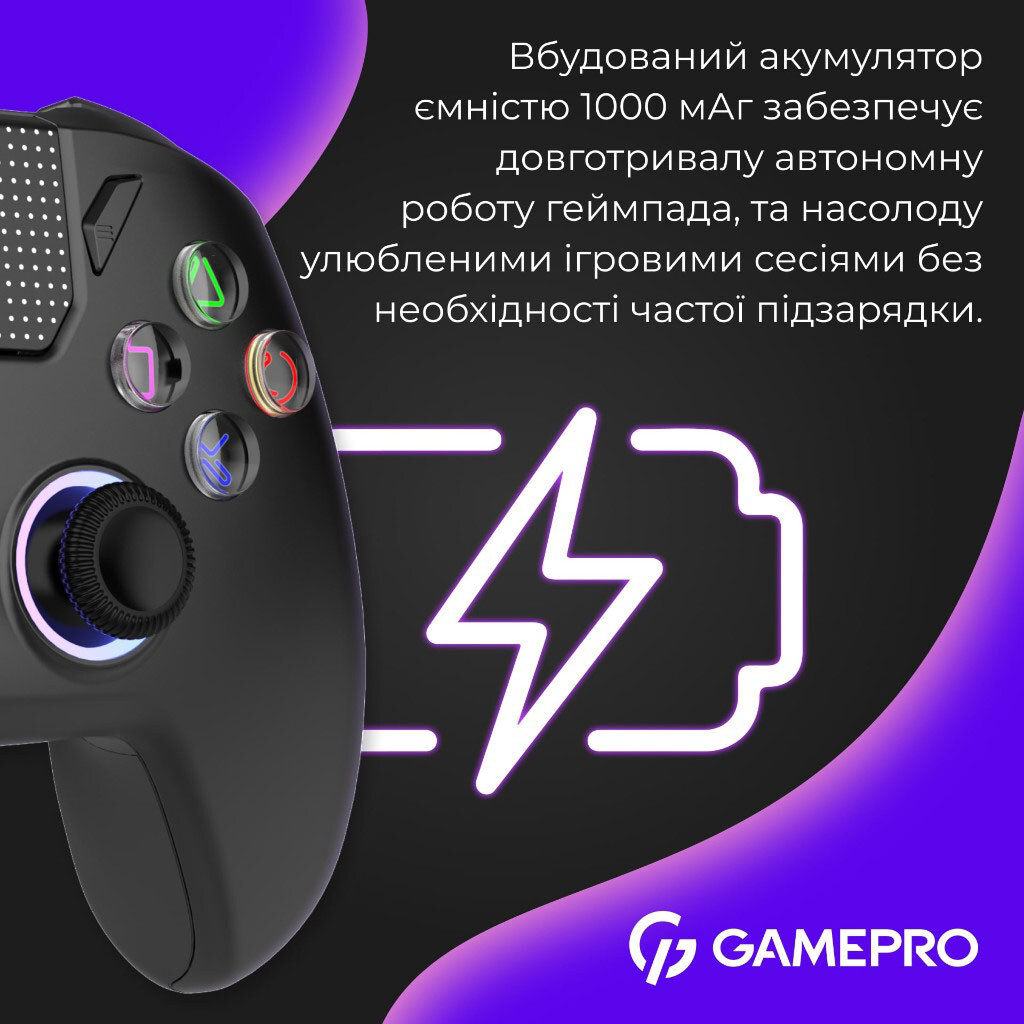 Геймпад GamePro із зарядною станцією GPS20BDOC, Чорний - № 14 Геймпад GamePro із зарядною станцією GPS20BDOC, Чорний - № 14