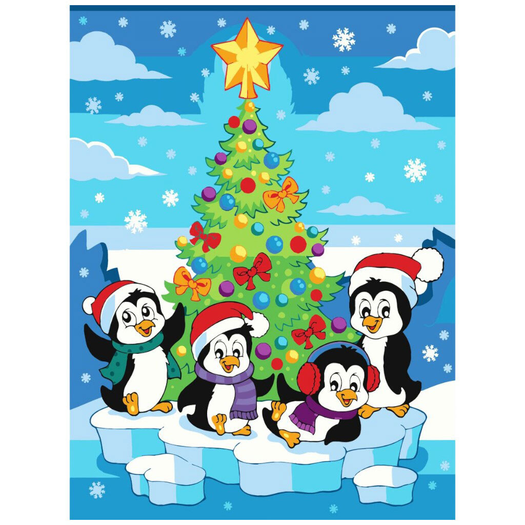 Картина по номерам "Веселые пингвины", 30х40 см, Strateg - № 1 Картина по номерам "Веселые пингвины", 30х40 см, Strateg - № 1