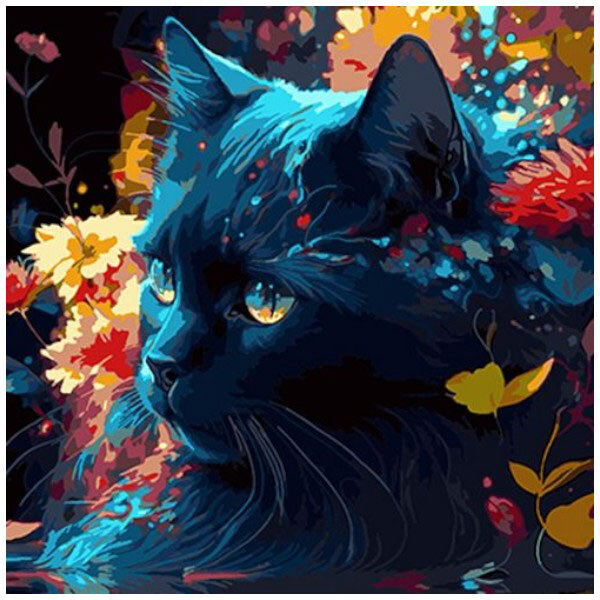 Картина по номерам на черном фоне "Черный кот", 40х40, Strateg - № 1 Картина по номерам на черном фоне "Черный кот", 40х40, Strateg - № 1