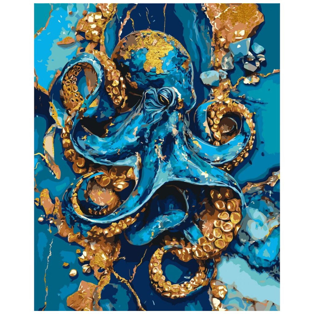 Картина по номерам с красками металлик "Осьминог", 40х50 см, Origami - № 1 Картина по номерам с красками металлик "Осьминог", 40х50 см, Origami - № 1