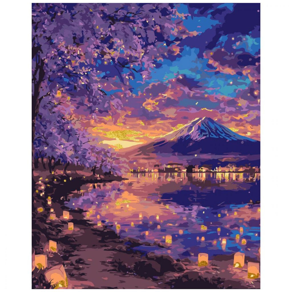 Картина по номерам с красками металлик "Сказочная Фудзияма", 40х50 см, Origami - № 1 Картина по номерам с красками металлик "Сказочная Фудзияма", 40х50 см, Origami - № 1