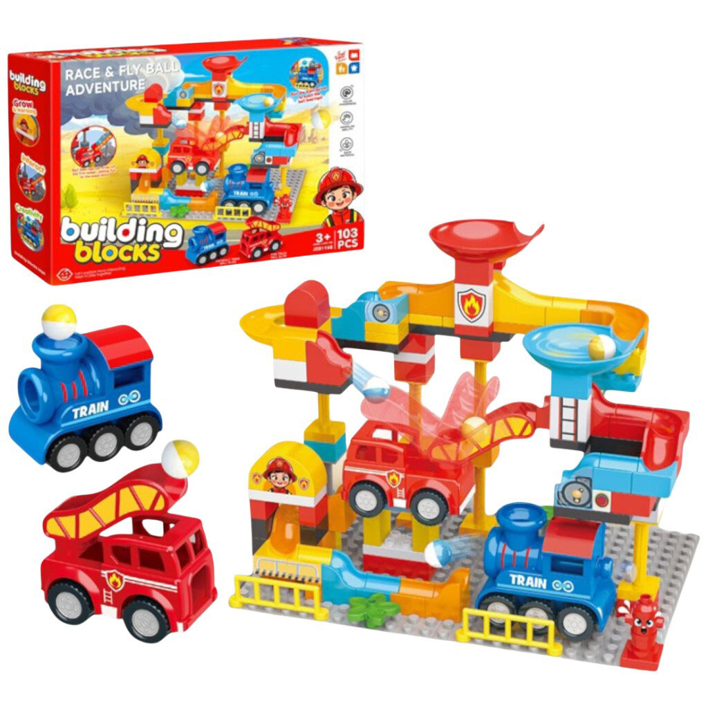 Конструктор "Пожарная часть", 103 детали, большие элементы, игра с шариком, в коробке, Mic - № 2 Конструктор "Пожарная часть", 103 детали, большие элементы, игра с шариком, в коробке, Mic - № 2