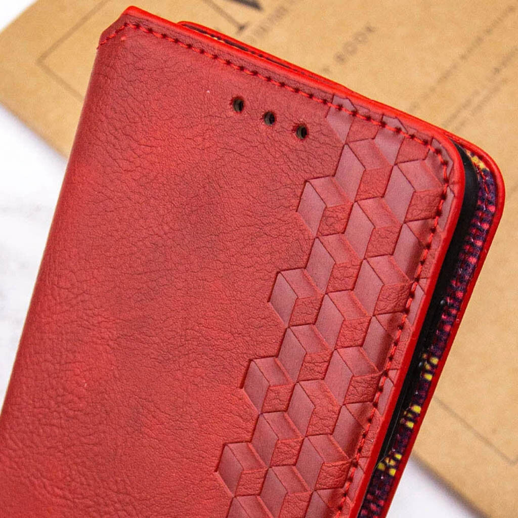 Чехол (книжка) Motorola Moto G06, GETMAN Cubic, Красный - № 5 Чехол (книжка) Motorola Moto G06, GETMAN Cubic, Красный - № 5