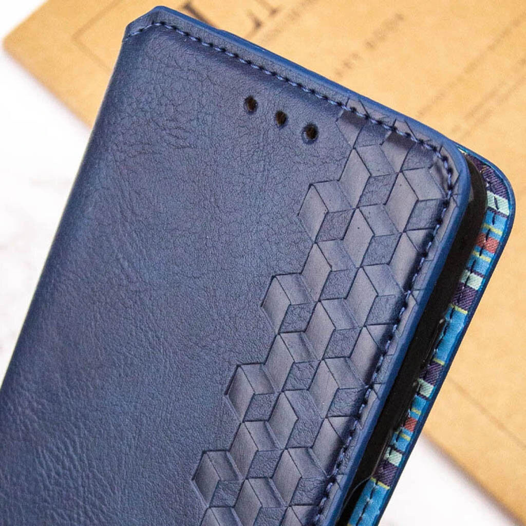 Чехол (книжка) Motorola Moto G06, GETMAN Cubic, Синий - № 4 Чехол (книжка) Motorola Moto G06, GETMAN Cubic, Синий - № 4