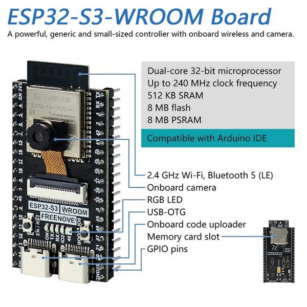Комплект разработчика для ESP32-S3-WROOM CAM от Freenove - № 2 Комплект разработчика для ESP32-S3-WROOM CAM от Freenove - № 2