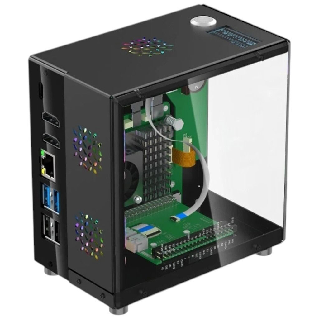 Корпус Elecrow Pitower Gen 1 Mini PC Case для Raspberry Pi 5 с OLED дисплеем 1.3" - № 4 Корпус Elecrow Pitower Gen 1 Mini PC Case для Raspberry Pi 5 с OLED дисплеем 1.3" - № 4