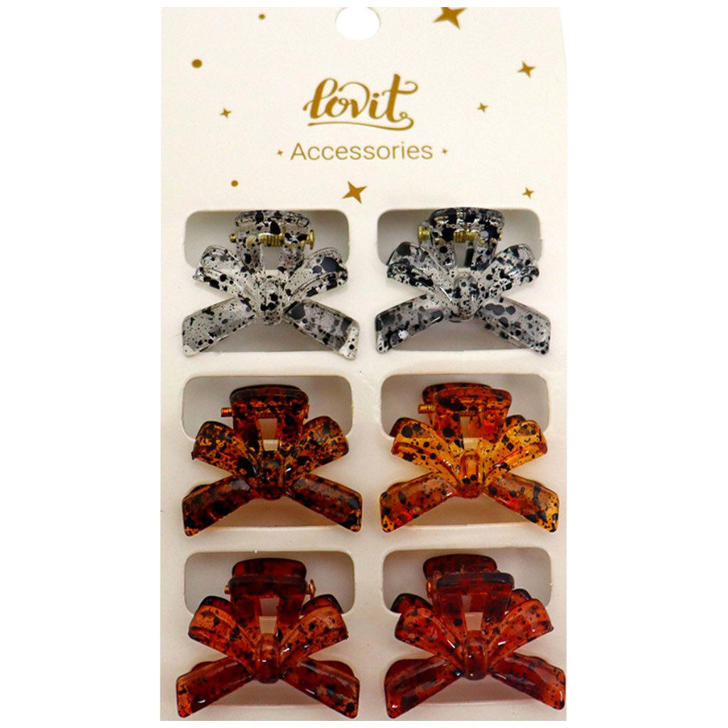 Набор крабов для волос пластиковый "Бантики", 6 шт. - № 1 Набор крабов для волос пластиковый "Бантики", 6 шт. - № 1