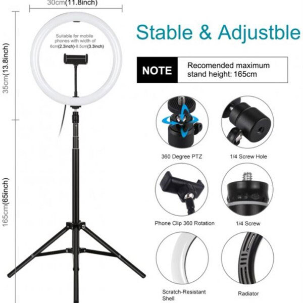 Кольцевая LED-лампа Puluz PKT3061B, Черный - № 2 Кольцевая LED-лампа Puluz PKT3061B, Черный - № 2