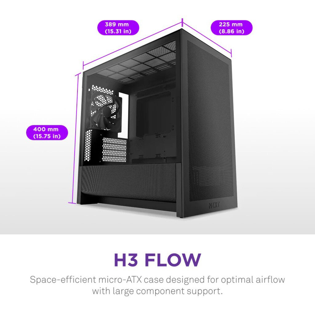 Корпус NZXT H3 Flow, Чорний - № 9 Корпус NZXT H3 Flow, Чорний - № 9