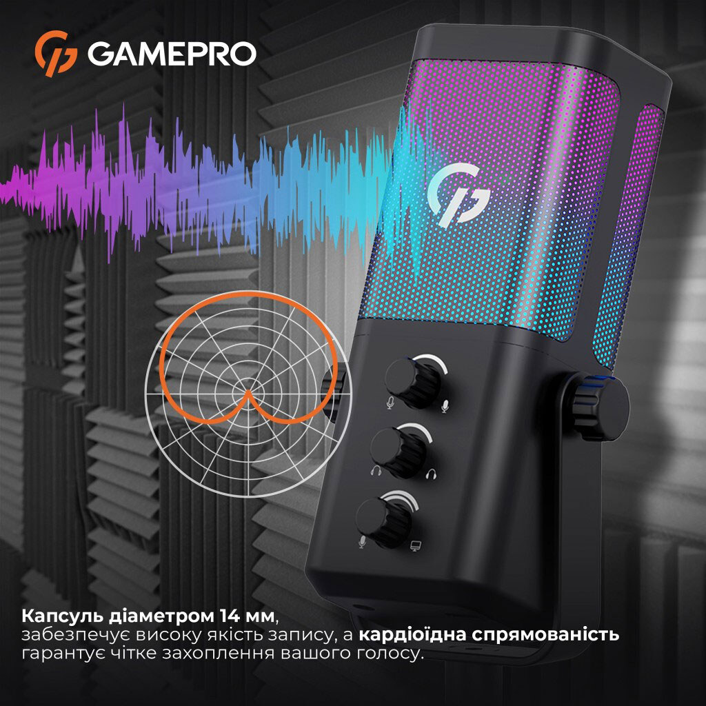 Микрофон GamePro UGM117B, Черный - № 13 Микрофон GamePro UGM117B, Черный - № 13