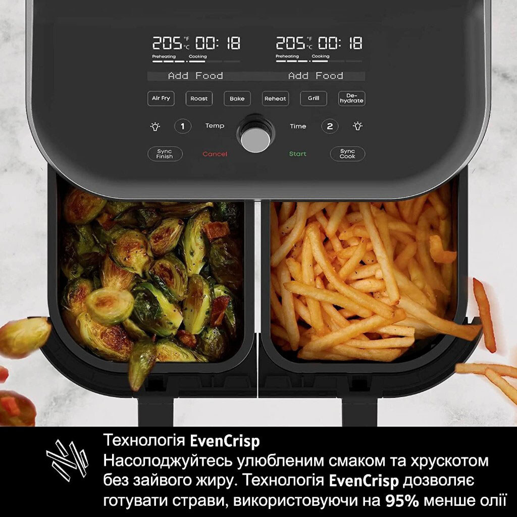 Мультипіч Instant Vortex Plus Double Basket ClearCook, Чорний - № 4 Мультипіч Instant Vortex Plus Double Basket ClearCook, Чорний - № 4