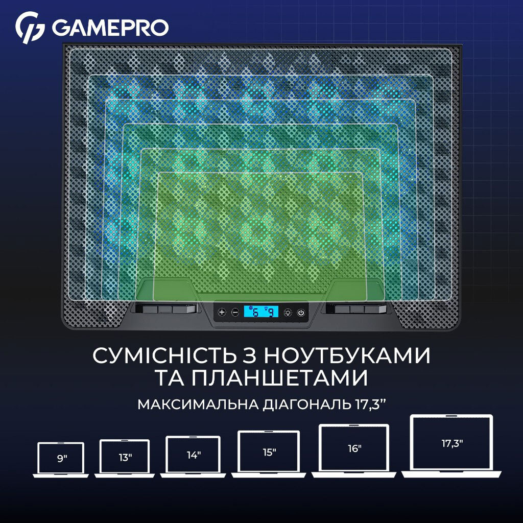 Охлаждающая подставка для ноутбука GamePro CP1140, Черный - № 10 Охлаждающая подставка для ноутбука GamePro CP1140, Черный - № 10