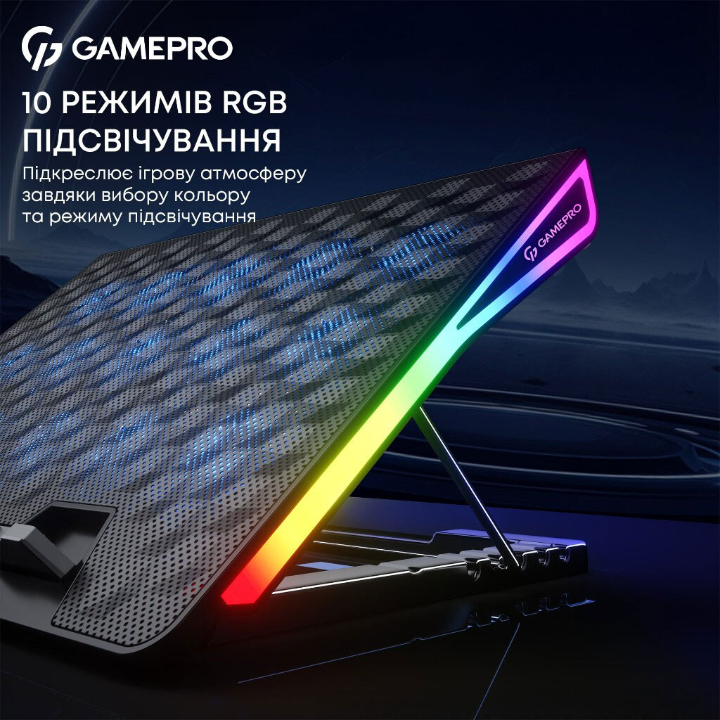Охлаждающая подставка для ноутбука GamePro CP1140, Черный - № 12 Охлаждающая подставка для ноутбука GamePro CP1140, Черный - № 12