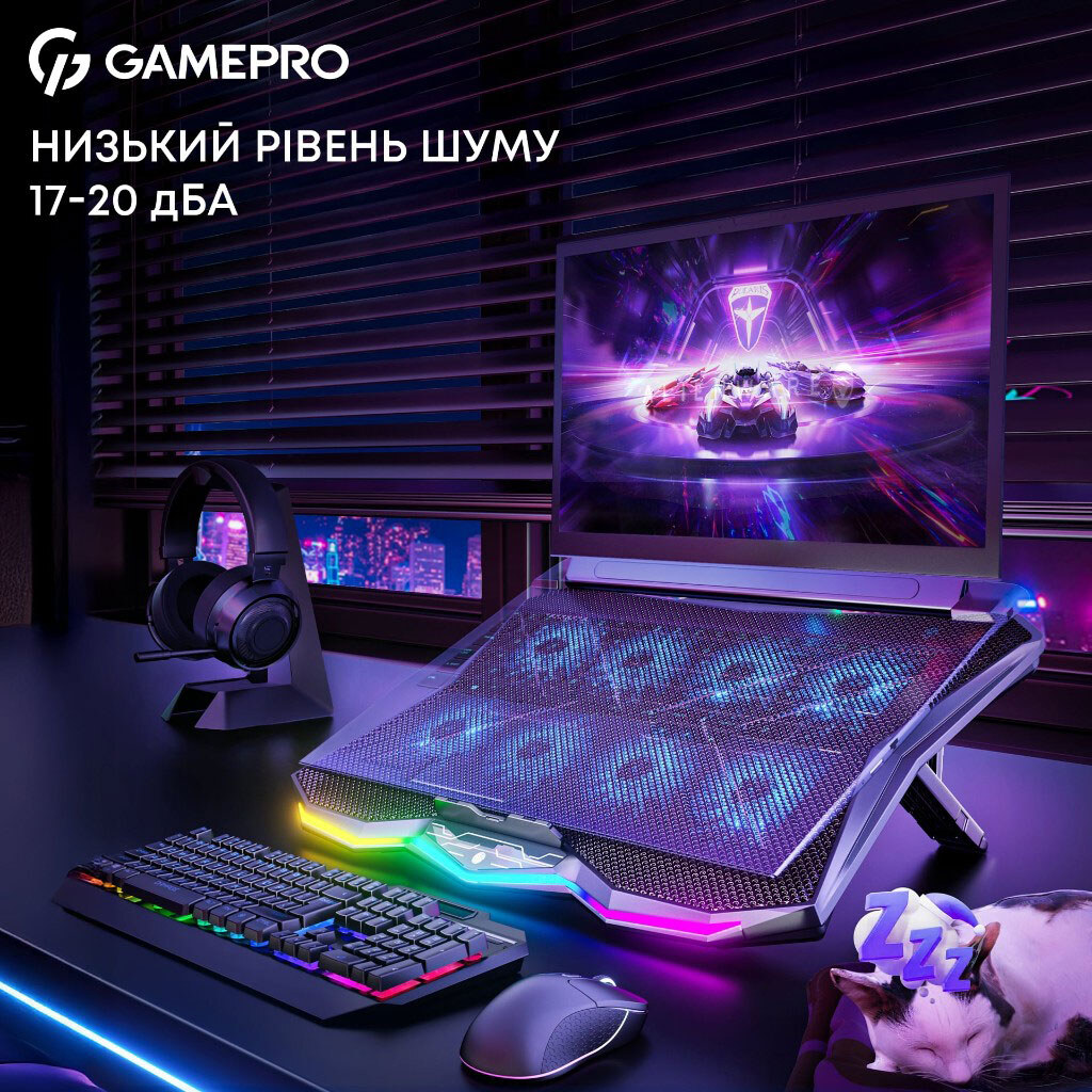 Охлаждающая подставка для ноутбука GamePro CP680, Черный - № 13 Охлаждающая подставка для ноутбука GamePro CP680, Черный - № 13