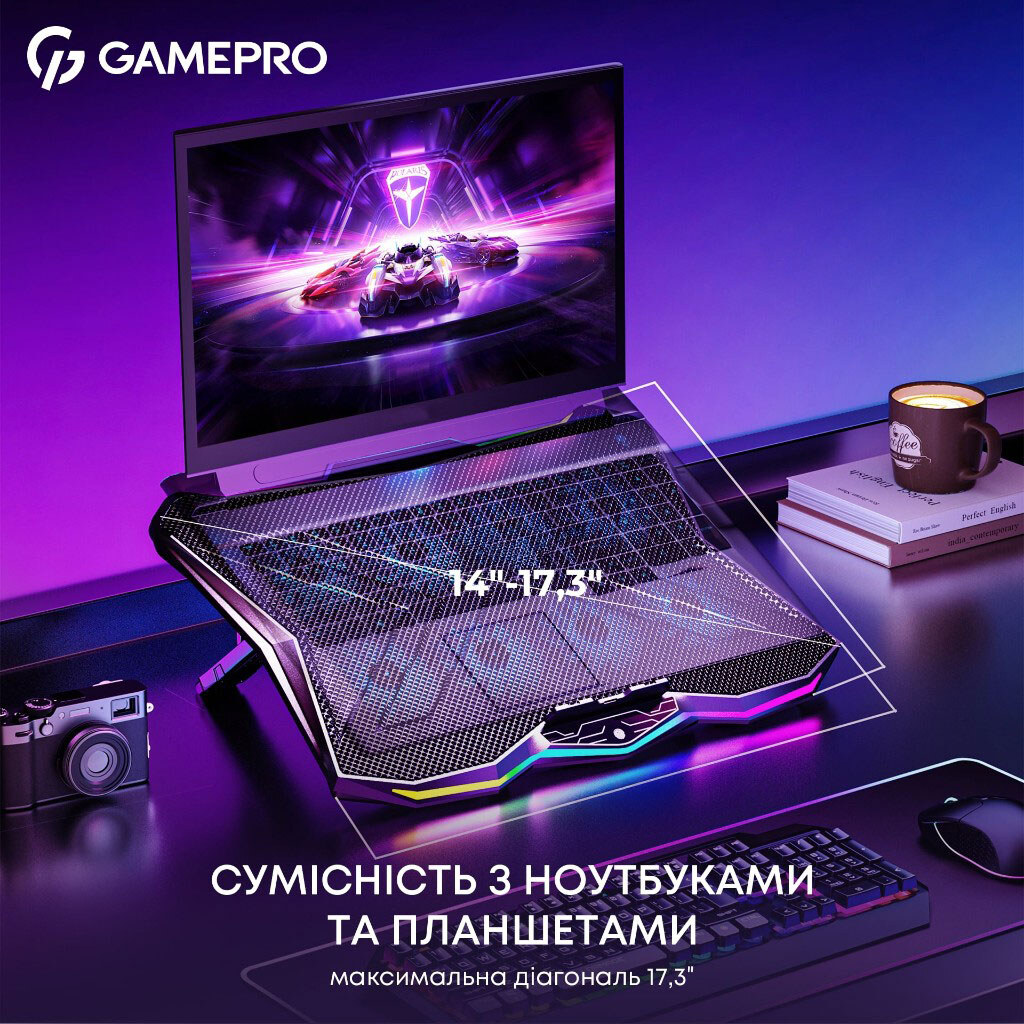 Охлаждающая подставка для ноутбука GamePro CP680, Черный - № 14 Охлаждающая подставка для ноутбука GamePro CP680, Черный - № 14