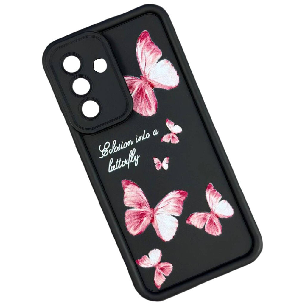 Чохол (накладка) Apple iPhone 13, Shock Sides Resistant, Pink Batterfly, Малюнок - № 1 Чохол (накладка) Apple iPhone 13, Shock Sides Resistant, Pink Batterfly, Малюнок - № 1