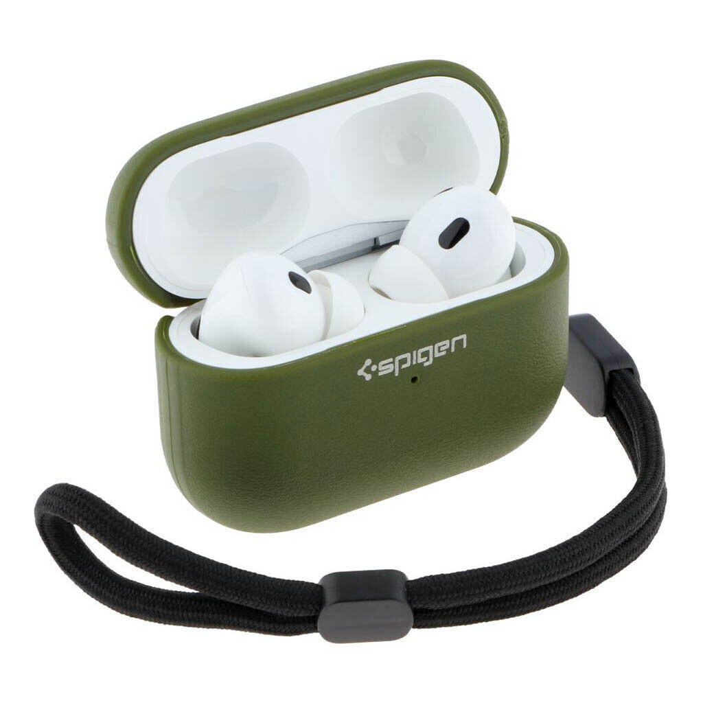 Чехол (накладка) Apple AirPods Pro 3, Spigen Leather Armor, Pitch Green, Зеленый - № 2 Чехол (накладка) Apple AirPods Pro 3, Spigen Leather Armor, Pitch Green, Зеленый - № 2