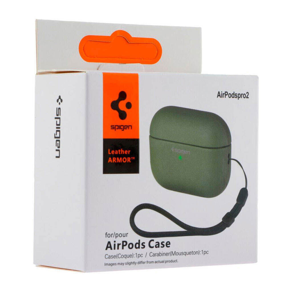Чехол (накладка) Apple AirPods Pro 3, Spigen Leather Armor, Pitch Green, Зеленый - № 5 Чехол (накладка) Apple AirPods Pro 3, Spigen Leather Armor, Pitch Green, Зеленый - № 5