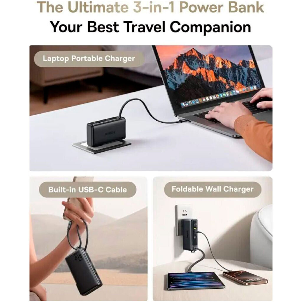 Портативная батарея (Power Bank) Baseus P10078807123-00 Nomos NT11 Omni, 10000 mAh, Черный - № 2 Портативная батарея (Power Bank) Baseus P10078807123-00 Nomos NT11 Omni, 10000 mAh, Черный - № 2