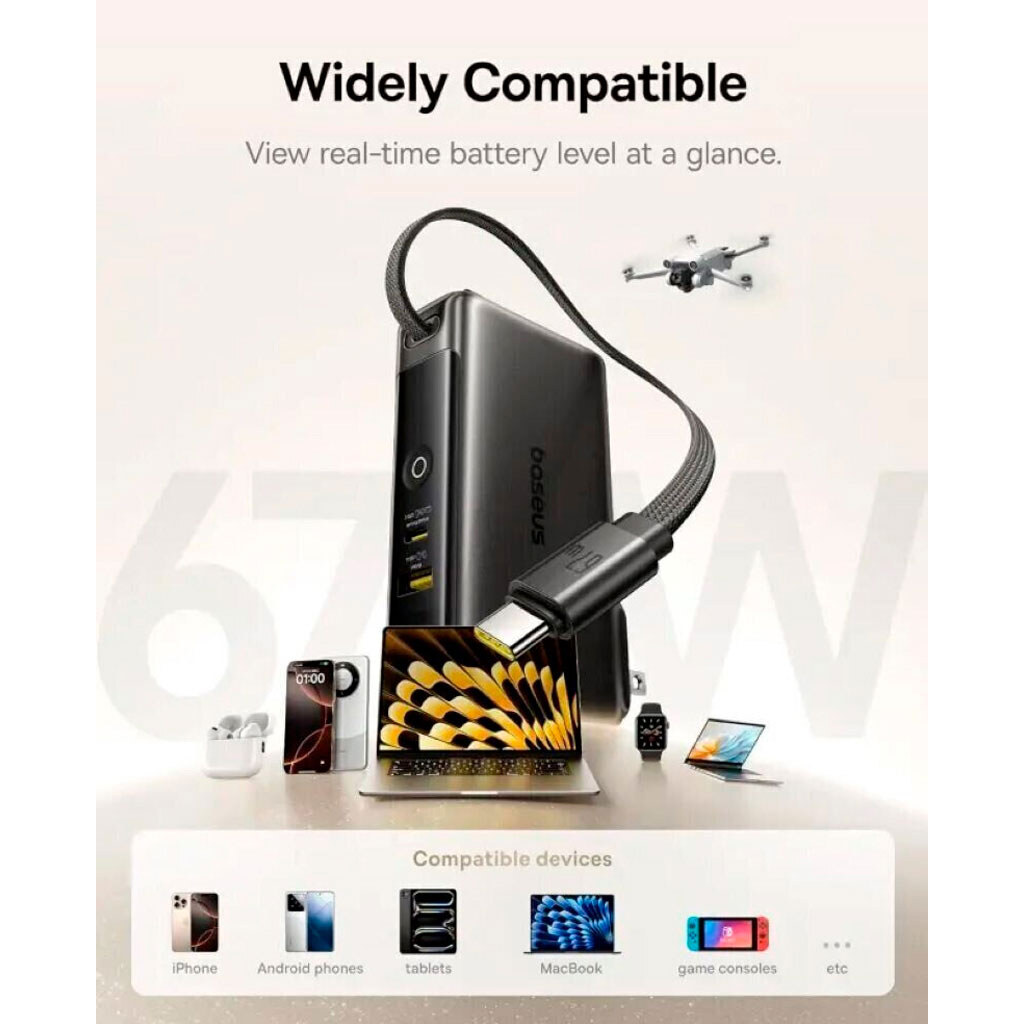 Портативная батарея (Power Bank) Baseus P10078807123-00 Nomos NT11 Omni, 10000 mAh, Черный - № 3 Портативная батарея (Power Bank) Baseus P10078807123-00 Nomos NT11 Omni, 10000 mAh, Черный - № 3