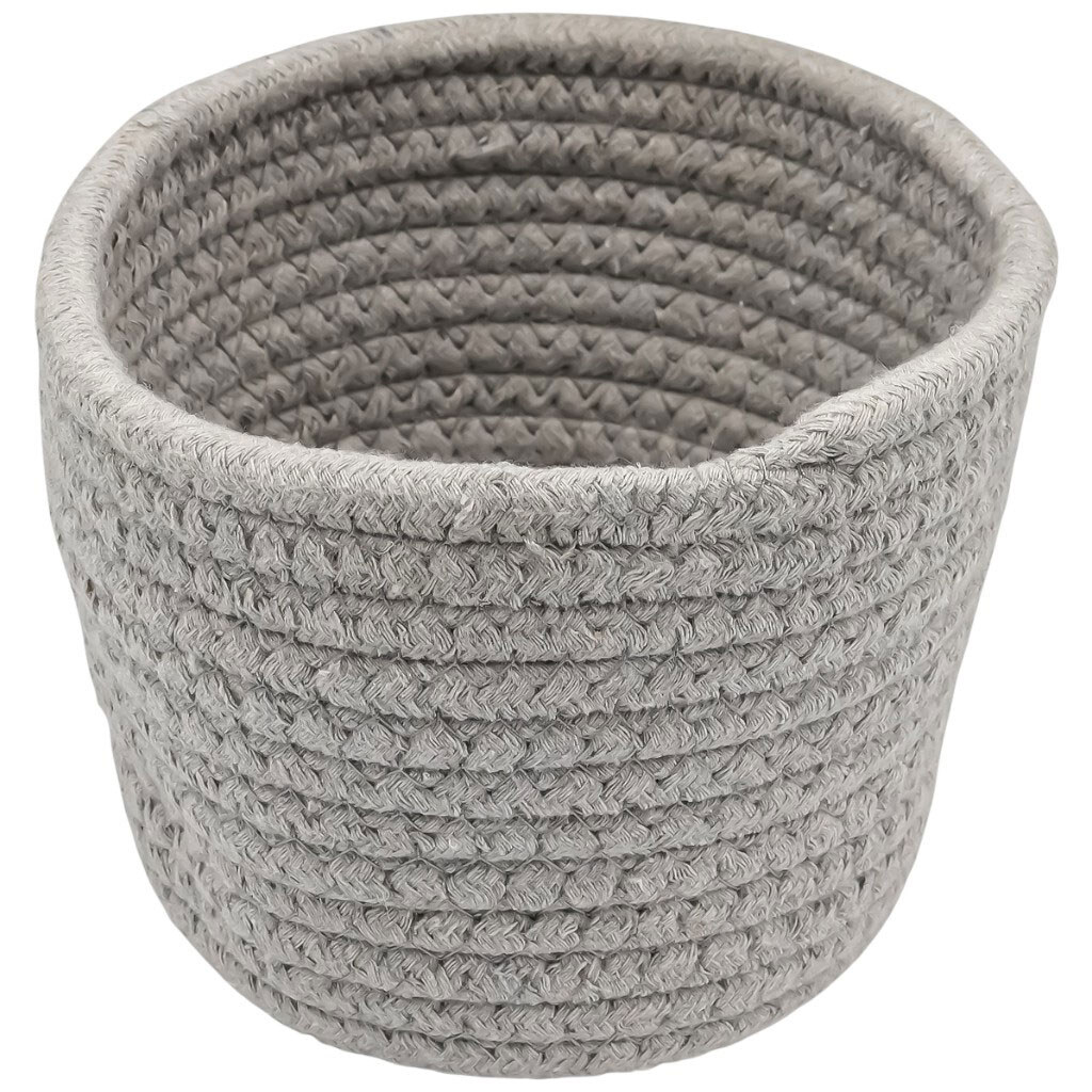 Корзина для хранения вещей текстильная плетеная круглая H&S, 13х13 см - № 2 Корзина для хранения вещей текстильная плетеная круглая H&S, 13х13 см - № 2