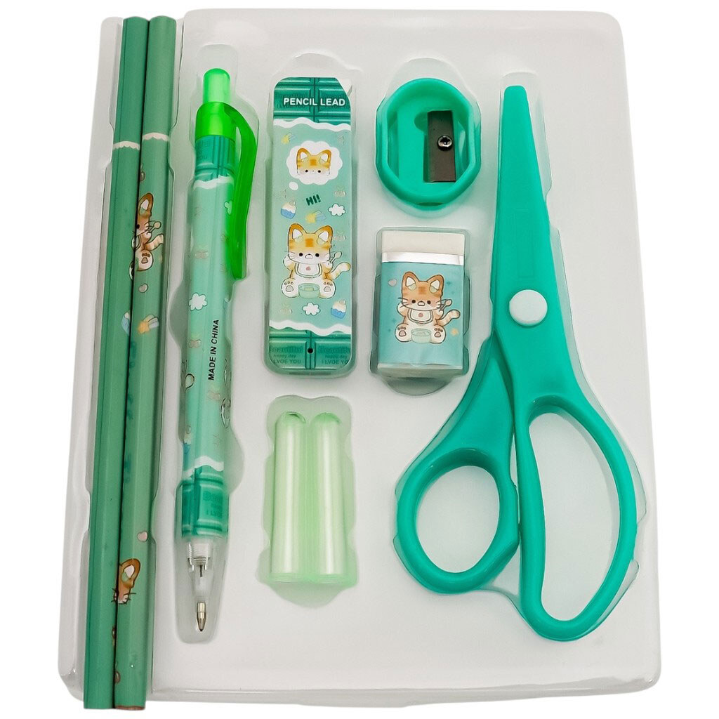 Набор принадлежностей канцелярских детских, в ассортименте, 9 предметов - № 2 Набор принадлежностей канцелярских детских, в ассортименте, 9 предметов - № 2